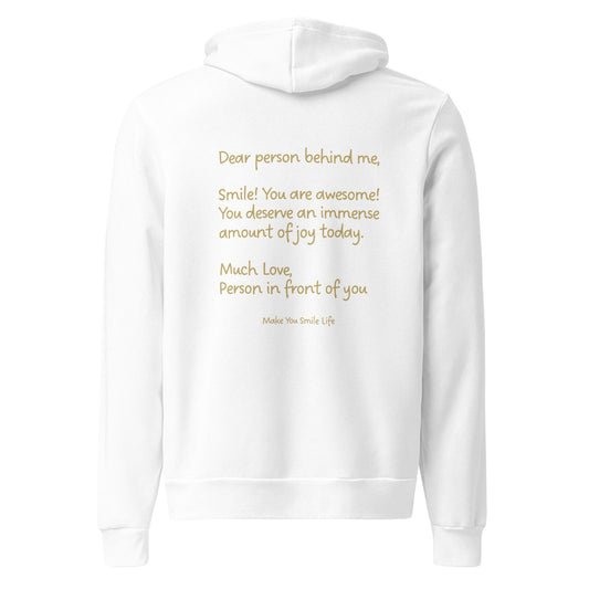Made You Smile™ Choose Joy Hoodie | White Hoodie | Gold Print