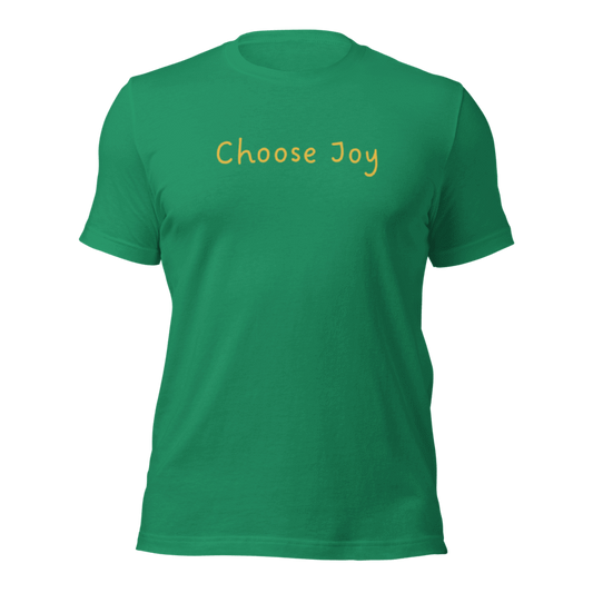 Made You Smile™ Choose Joy T-Shirt | Green Shirt | Gold Print